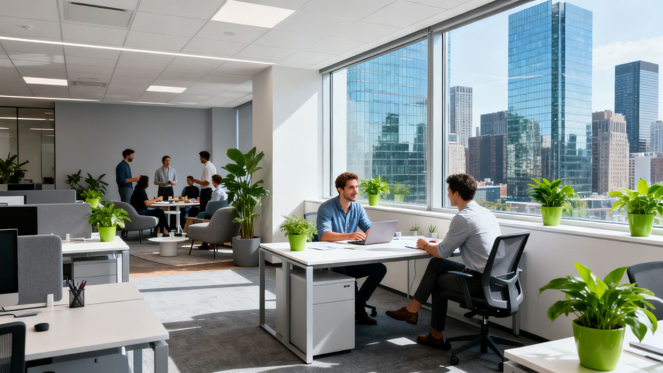 Logo Engie My Power et employés dans un bureau moderne.