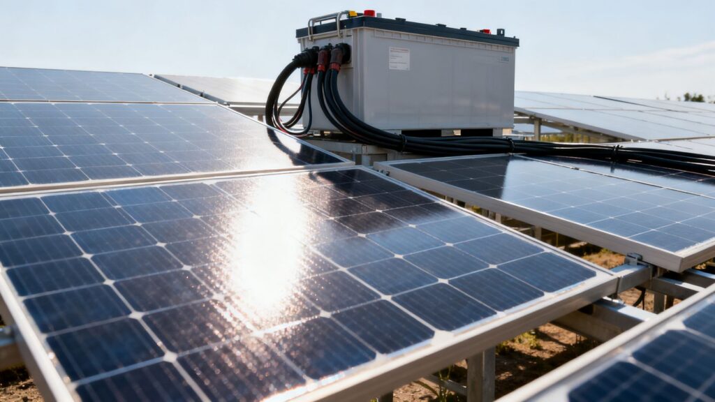 Panneau solaire et batterie pour une installation solaire